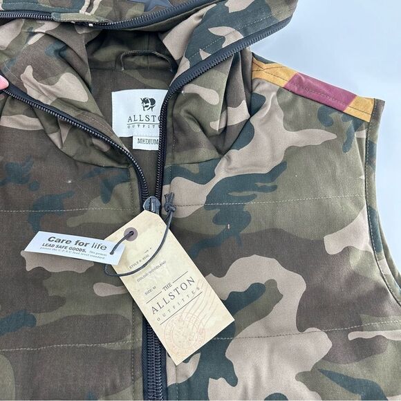 Allston Outfitters Deadstock Zip Up Camo Green Vest NWT Medium - Picture 4 of 9